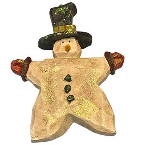 Kurt S. Adler Snowman Star Cookie Ornament Glitter Accents whimsical country 5”